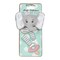 Bearington Collection Baby Pacifier Holder Clip for Baby Girls & Boys | Lil’ Spout Plush Gray Elephant Binkie & Paci Clip | Non Silicone | Satin Leash, Strap, & Binky Clip